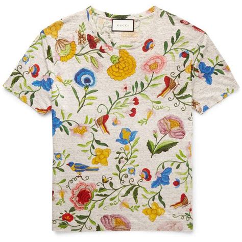 gucci flower shirt green men linen|Gucci.